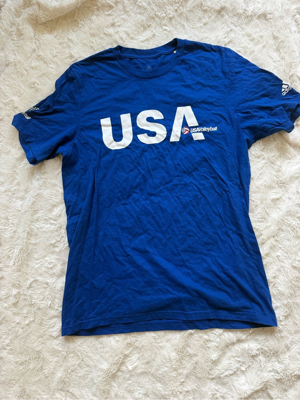 Adidas USA Volleyball Blue Crew Neck T-Shirt